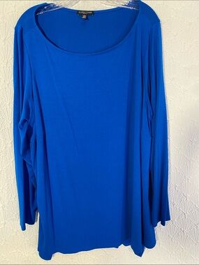 Eileen Fisher Cobalt Blue Long-Sleeve Scoop Neck Top size 3X